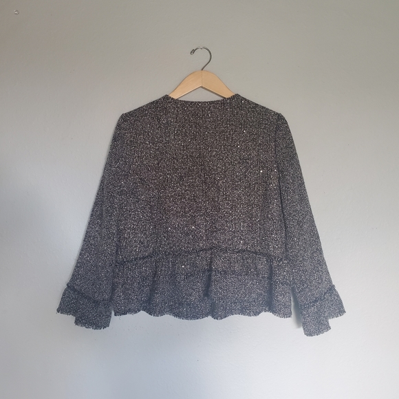 Halogen Ruffle Detail Tweed Jacket size Petite Large - Picture 8 of 13